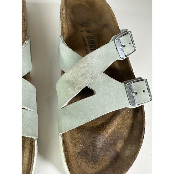 Birkenstock YAo Slide Sandals Aqua Leather Strappy Buckle Size 36 Women's US 5 - Picture 4 of 15